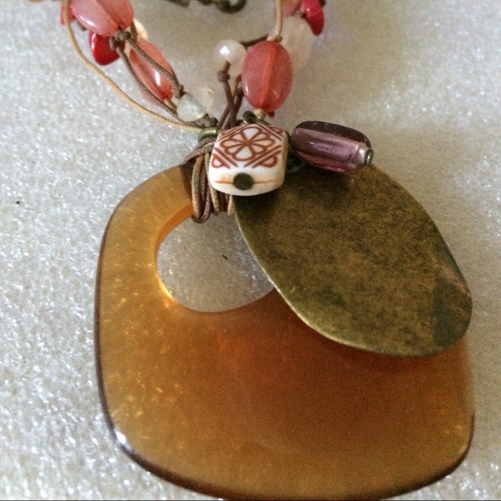 Vintage lucite brass necklace